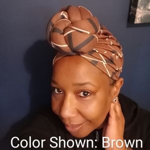 Pre-Made Knotted Head Wrap  Color: Black/White
